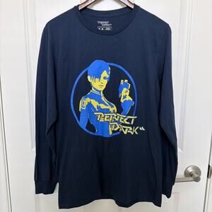 Rare Perfect Dark Navy Long Sleeve Shirt Men's Medium Loot Wear Exclusive 2020